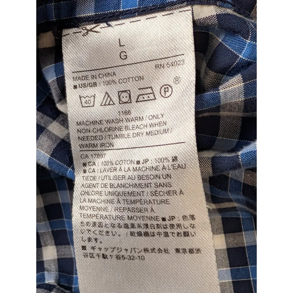 Banana Republic Men's L Soft Wash Tailored Slim Fit Shirt Blue Plaid Long Sleeve